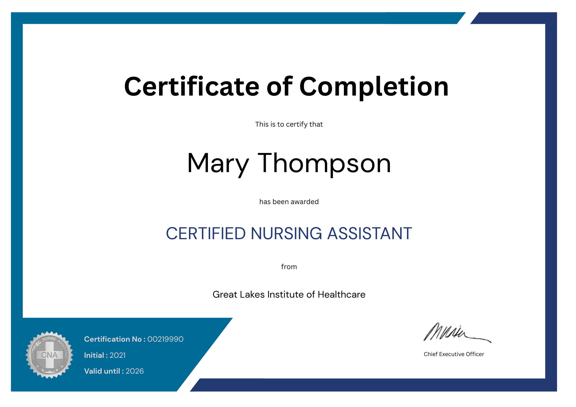 Editable Certificate Template 1